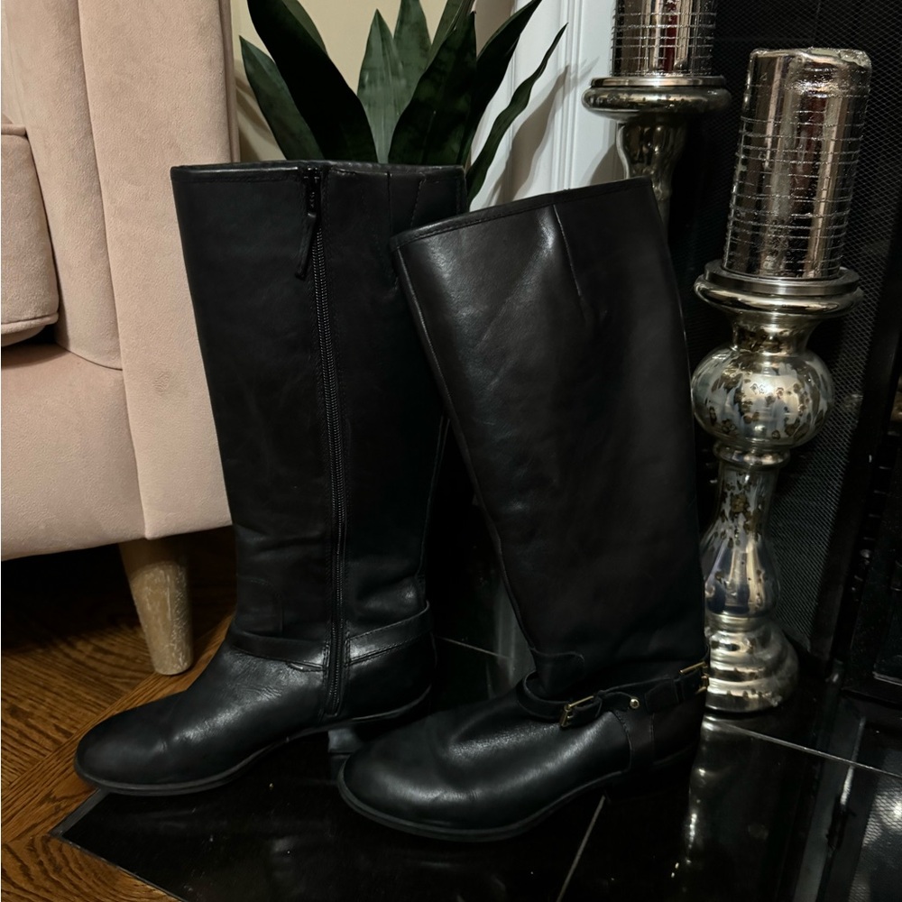 ✨Ralph Lauren Black Leather Knee-High Boots✨
